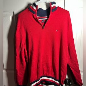 Tommy Hilfiger Men's Red Zip-Up Sweater